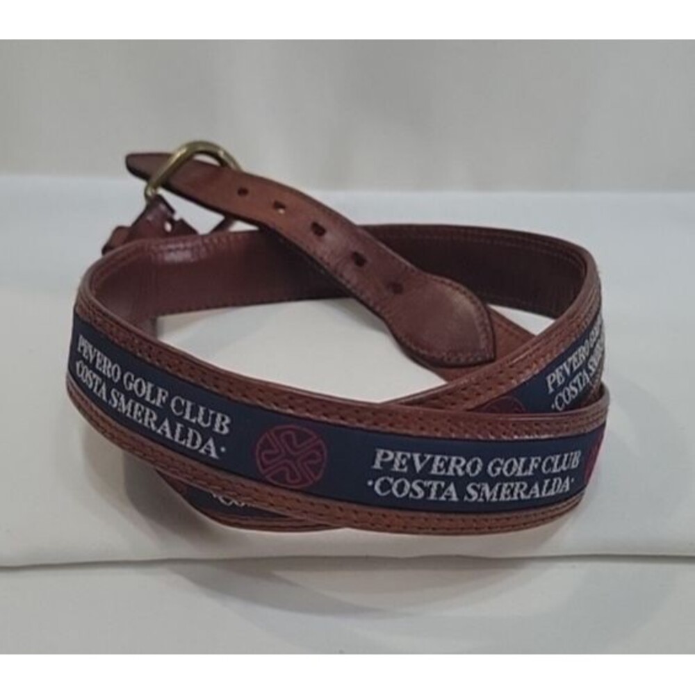 Pevero Golf Club Costa Smeralda Ribbon Leather Belt Sz 95 / 38 FOR REPAIR AS IS